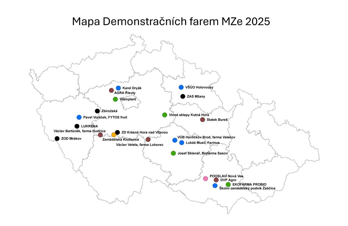 Mapa Demonstračních farem MZe 2025