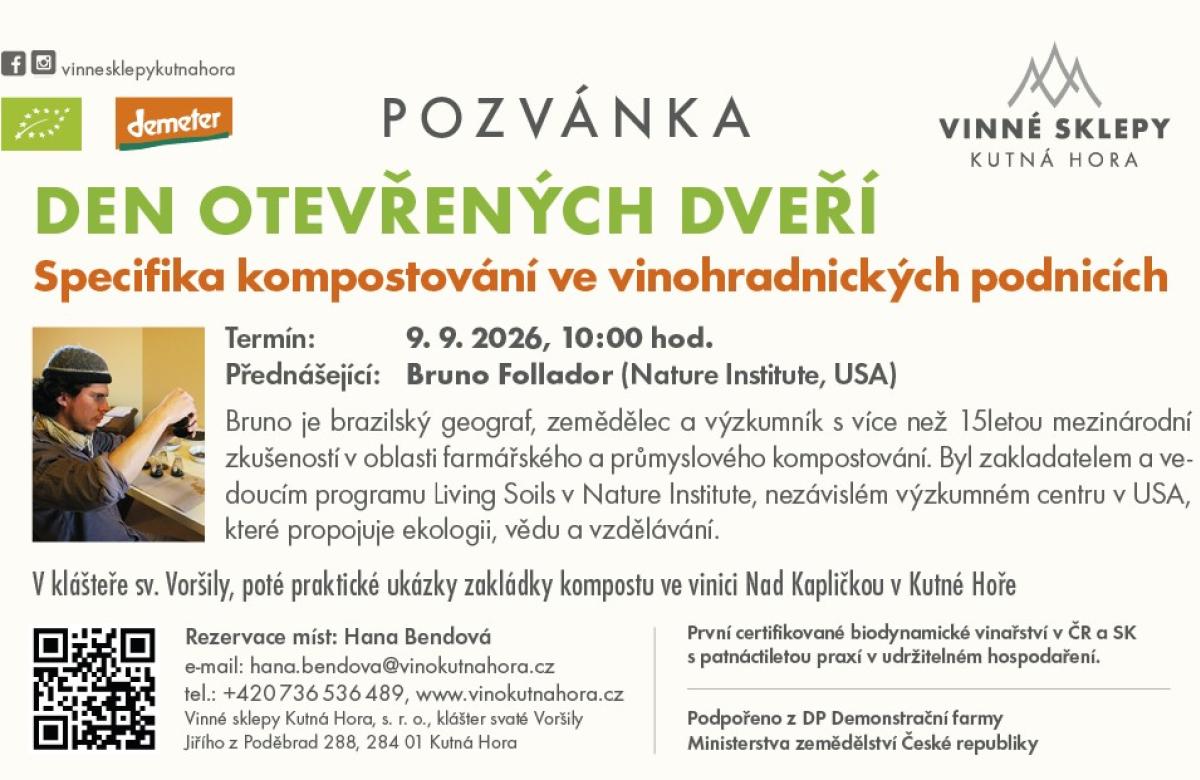 Den otevřených dveří na demonstrační farmě Vinné sklepy Kutná Hora